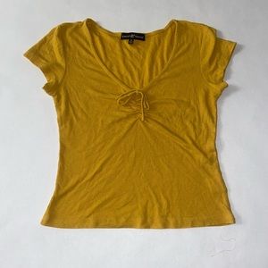 Mustard Yellow V Neck T shirt